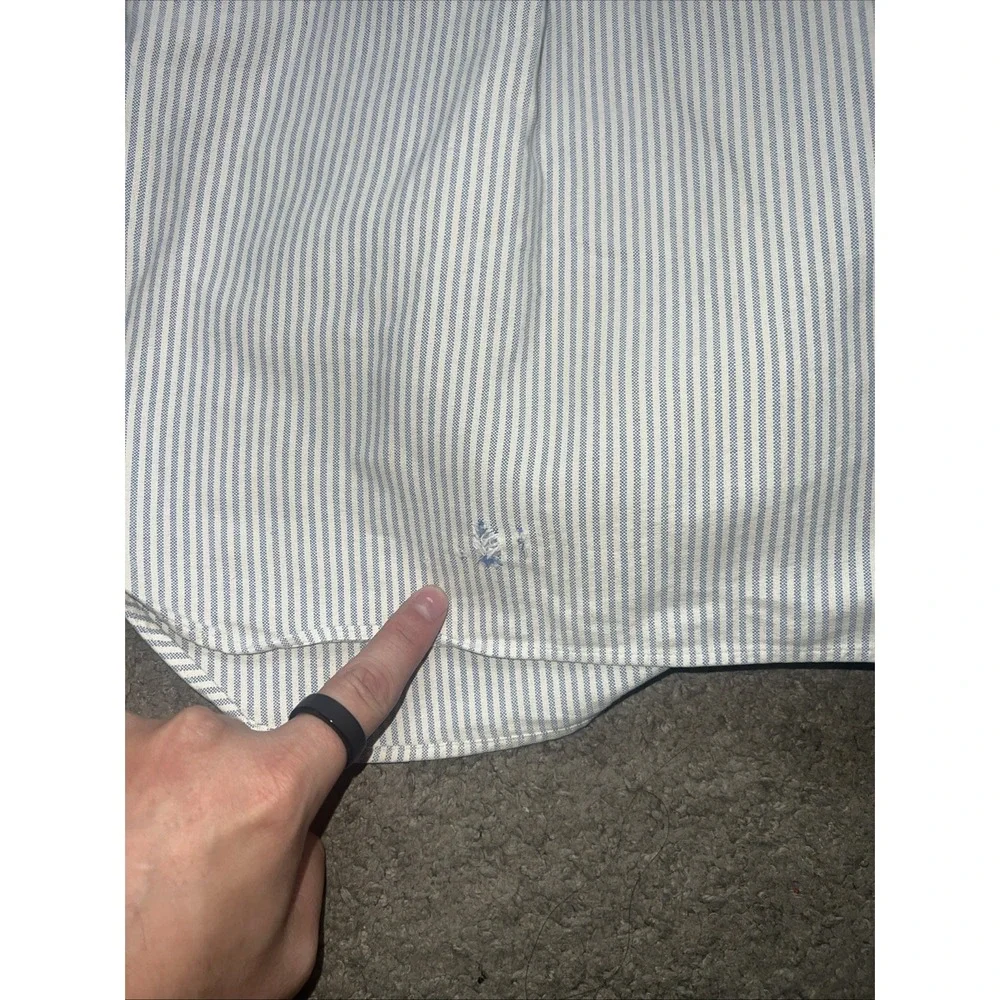 Ralph Lauren Shirt Mens 2XLT White Striped Classic Polo Long Sleeve Flesh Pony